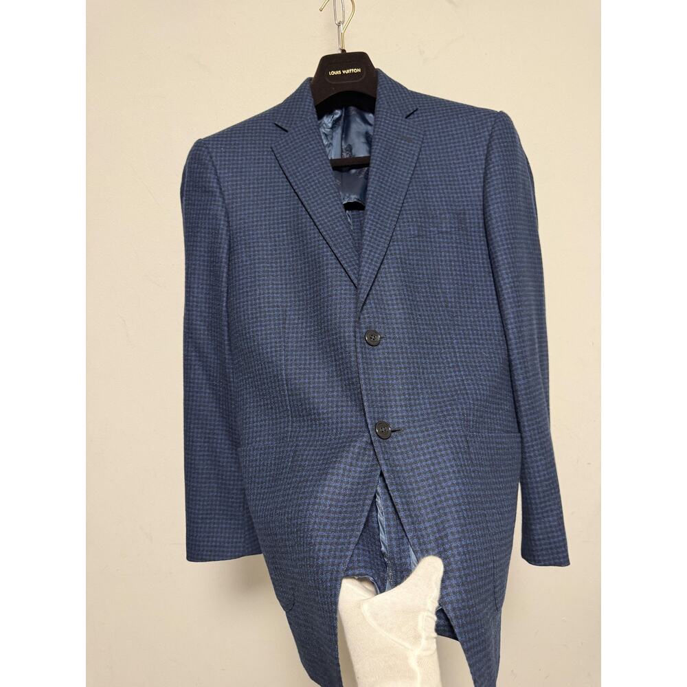 Bruno Magli Blazer Mens 36S Blue Wool Check Two Button Sport Coat Notch Lapel - Picture 3 of 16